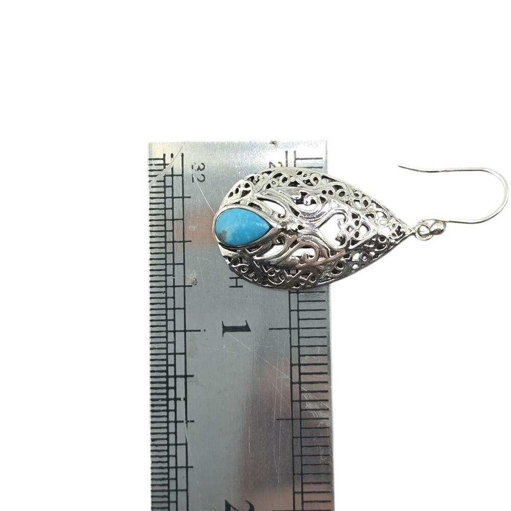Sterling Silver Teardrop Natural Laminar Drop Dangle Hook Earrings 1.5" - Picture 4 of 4